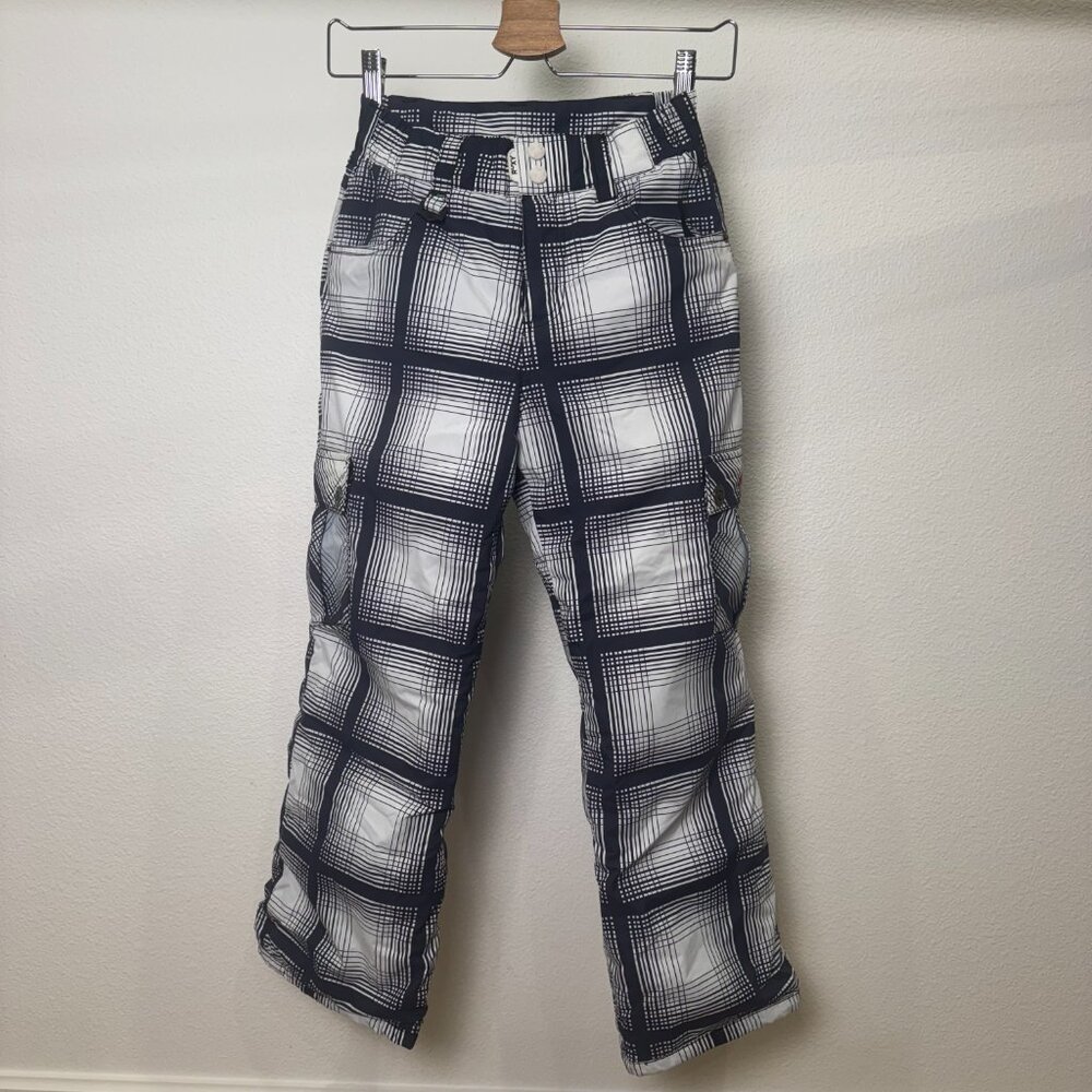 Girls Roxy Insulated Snow Pants Black White Plaid Size Medium